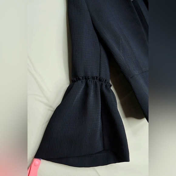 Zara Open Blazer Bell Sleeves Waffle Knit Black Women’s Size XS Extra Small - Picture 4 of 9